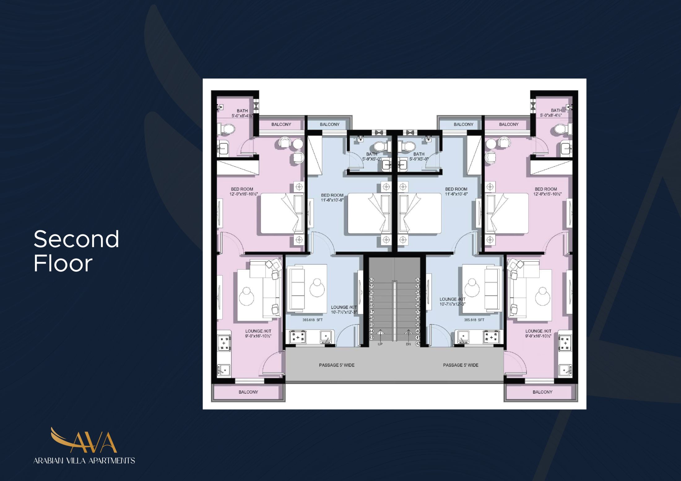 Second floor plan — Arabian Villa Apartments 1 bedroom residences